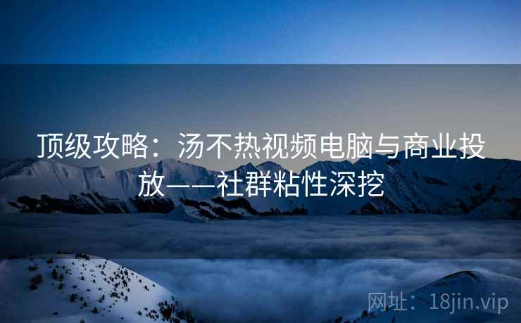 顶级攻略：汤不热视频电脑与商业投放——社群粘性深挖